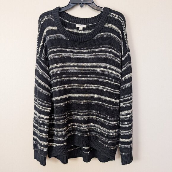 Calvin Klein Jeans Sweaters - Calvin Klein Jeans black gray white striped sweater XL EUC academia grunge